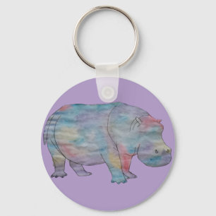 Porte-clés Aquarelle hippopotame