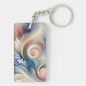 Porte-clés Aquarelle Imaginaire Floral Pastel Bleu & Crème (Dos)