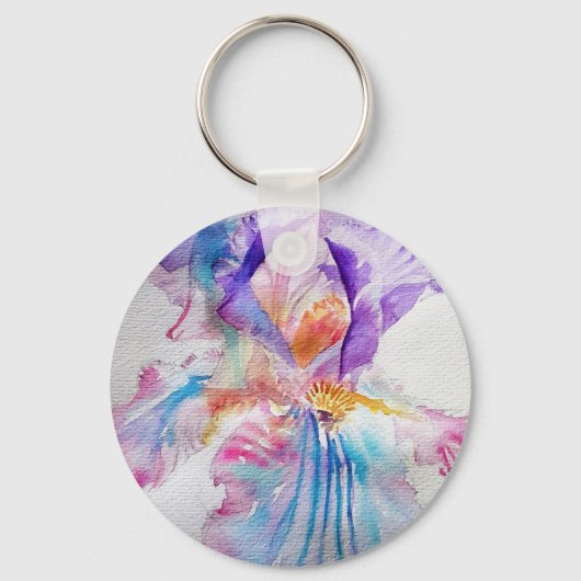 Porte-clés Aquarelle Iris Fleur Peinture art irises (Recto)