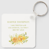 Porte-clés Aquarelle jaune Roses Floral Wreath Monogramme (Dos)