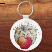Porte-clés Aquarelle joli hérisson et pomme (Recto)