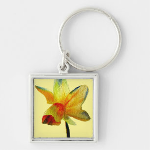 Porte-clés Aquarelle jonquille jaune art Fleur de printemps