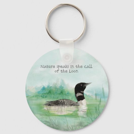 Porte-clés Aquarelle Loon Nature parle Appel de Citation de L (Recto)