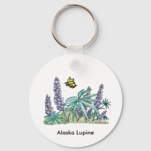 Porte-clés Aquarelle Lupine de l'Alaska (Recto)