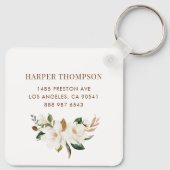 Porte-clés Aquarelle Magnolia et Eualyptus Wreath Monogramme (Dos)