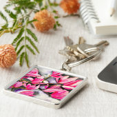 Porte-clés Aquarelle magnolia rose (Côté)
