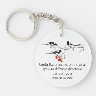 Porte-clés Aquarelle Magpie Famille Citation Animal Nature Cl