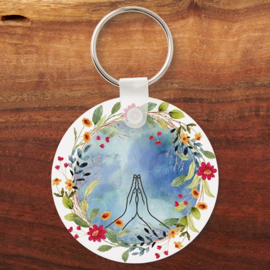 Porte-clés Aquarelle mains prières (Verso)