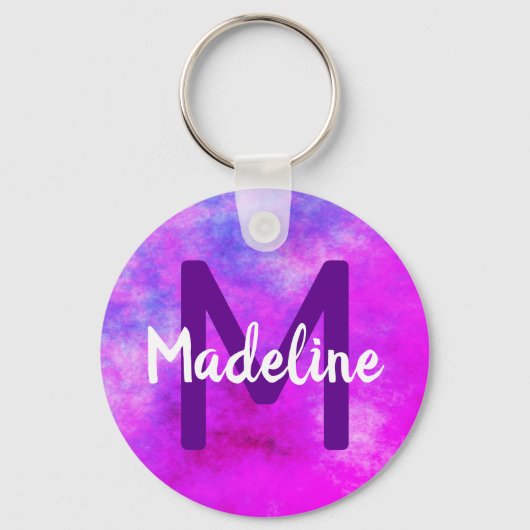 Porte-clés Aquarelle marbrée violette couleur Ombre (Recto)