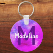 Porte-clés Aquarelle marbrée violette couleur Ombre (Recto)