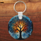 Porte-clés Aquarelle mignonne Arbre de vie (Verso)