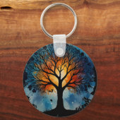 Porte-clés Aquarelle mignonne Arbre de vie (Recto)