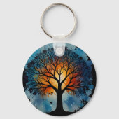 Porte-clés Aquarelle mignonne Arbre de vie (Verso)