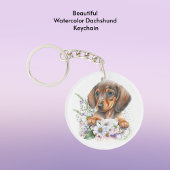 Porte-clés Aquarelle mignonne Floral Dachshund Chien chiot
