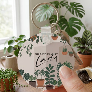 Porte-clés Aquarelle moderne Crazy Plante Lady Houseplant