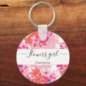 Porte-clés Aquarelle moderne Fleurs roses (Recto)