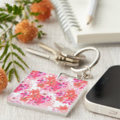 Porte-clés Aquarelle moderne Fleurs roses (Devant Droit)