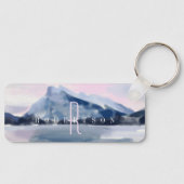 Porte-clés Aquarelle moderne Marine Blue Mountain Monogramme (Recto)