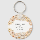 Porte-clés Aquarelle Moderne Peony Pastel Floral Mariage (Verso)