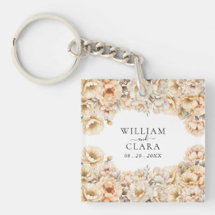 Porte-clés Aquarelle Moderne Peony Pastel Floral Mariage