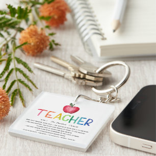 Porte-clés Aquarelle moderne Rainbow Teacher Merci