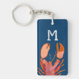 Porte-clés Aquarelle Monogramme de homard Nautique