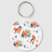 Porte-clés Aquarelle motif avec oiseaux et bouteille de fleur (Verso)