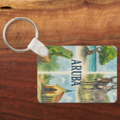 Porte-clés Aquarelle multi-vues d'Aruba (Verso)