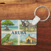 Porte-clés Aquarelle multi-vues d'Aruba (Recto)