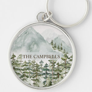 Porte-clés Aquarelle naturelle de la forêt et de la montagne