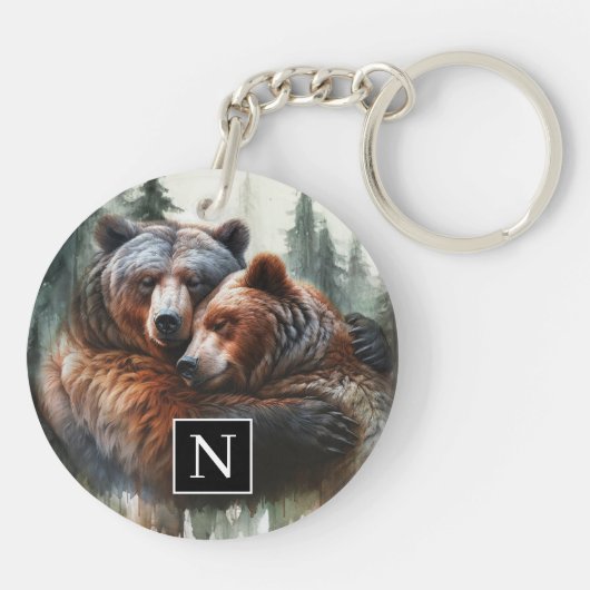 Porte-clés Aquarelle Oears Rustic Wilderness Mariage (Dos)