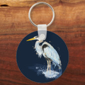 Porte-clés Aquarelle originale Great Blue Heron Bird Custom (Recto)