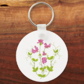Porte-clés Aquarelle originale Pois doux, Fleur de jardin (Recto)