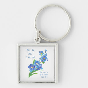Porte-clés Aquarelle Oubliez-Moi Pas Fleur Et Écriture