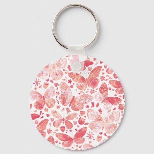 Porte-clés Aquarelle papillon rose (Recto)