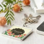 Porte-clés Aquarelle Parrot Jaune Tulipes Art Floral (Côté)