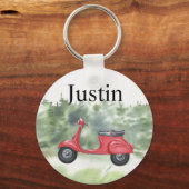 Porte-clés Aquarelle personnalisée Moteur Scooter (Recto)