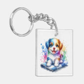 Porte-clés Aquarelle personnalisée Mutt Chien Chien Chien (Devant gauche)