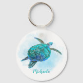 Porte-clés Aquarelle personnalisée Tortue de mer (Recto)