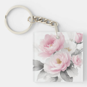 Porte-clés Aquarelle Pink Peonies