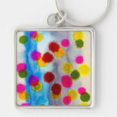 Porte-clés Aquarelle pois bleue abstraite (Devant)