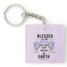 Aquarelle rétro Matthew 5:5 Lavender