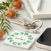 Porte-clés Aquarelle romantique Cute Vert Saint Valentin (Devant Droit)