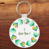 Porte-clés Aquarelle romantique Cute Vert Saint Valentin (Recto)