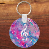 Porte-clés Aquarelle rose bleu Paint Music Note Acier Clef (Recto)