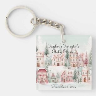 Porte-clés Aquarelle rose de la Monnaie Baby shower d'hiver F