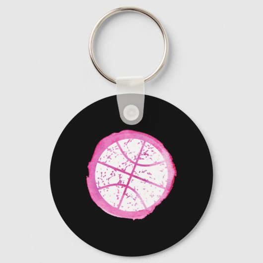 Porte-clés Aquarelle rose fille de basket (Recto)