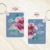 Porte-clés Aquarelle rose floral John 3 16 chrétien