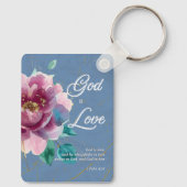 Porte-clés Aquarelle rose floral John 3 16 chrétien (Verso)