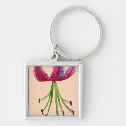 Porte-clés Aquarelle rose Lily art floral moderne (Devant)